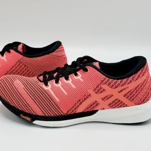 Asics FuzeX Pink, Coral & Black Knit Running Shoes
